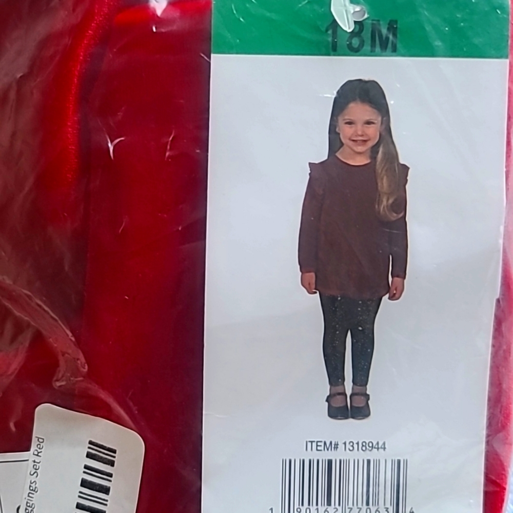 Girl's 2 Piece Leggins Set Red Velvet Outfit